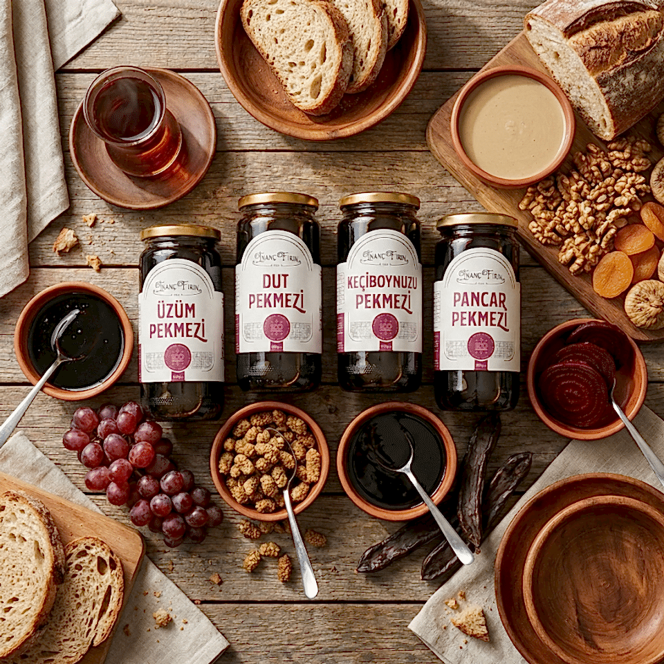 4'lü Pekmez Tadım Seti: Dut, Üzüm, Pancar, Keçiboynuzu - 4 x 600 gr